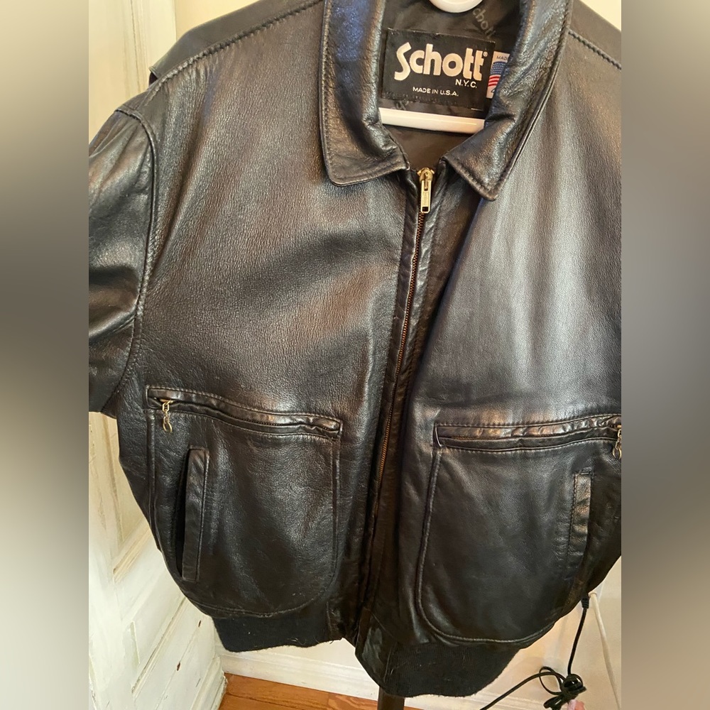 Vintage Schott Leather Men’s Flight Bomber Jacket Size 48